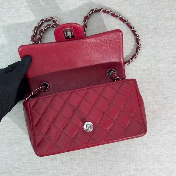 SOLD - CHANEL Red Caviar Quilted Classic Flap Bag Small SHW - Picture 10 of 17